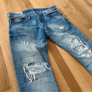 Vintage Polo Ralph Lauren Jeans Varick Slim Straight 31x30 Distressed(Actual 33)